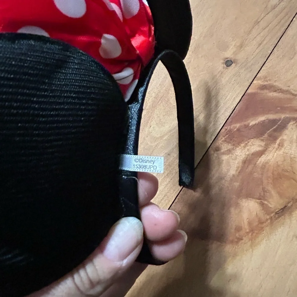 Red Minnie Mouse Polka Dot Bow Disney Headband with Black glitter Ears